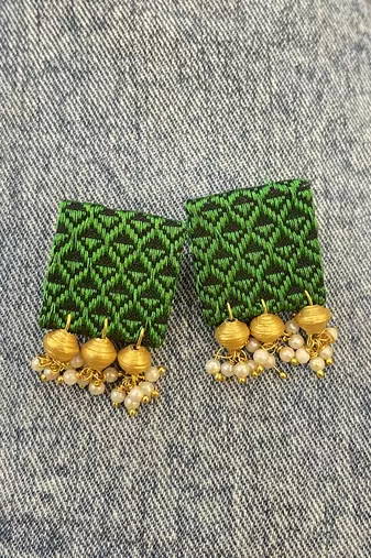 Emrald green col handloom fabric jewelery