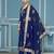 Navy blue modal banarasi weaving dress material with dupatta