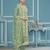 Pista green viscose organza embroidery dress material with dupatta