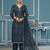 Teal blue viscose organza sequins dress material with dupatta