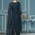 Teal blue viscose organza sequins dress material with dupatta