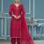 Maroon viscose organza sequins dress material with dupatta