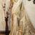 Cream color zari woven temple border assam silk saree with blouse