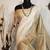 Cream color zari woven temple border assam silk saree with blouse