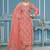 Peach viscose organza banarasi handwork dress material with dupatta