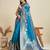 Sky blue color zari woven kanjivaram silk saree with blouse