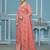 Peach viscose organza banarasi handwork dress material with dupatta