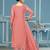 Peach viscose organza banarasi handwork dress material with dupatta