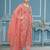 Peach viscose organza banarasi handwork dress material with dupatta