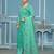 Sea green viscose organza banarasi handwork dress material with dupatta