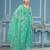 Sea green viscose organza banarasi handwork dress material with dupatta