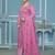 Baby pink viscose organza banarasi handwork dress material with dupatta