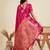 Rani color silver & gold zari woven kanjivaram silk saree with blouse
