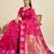 Rani color silver & gold zari woven kanjivaram silk saree with blouse