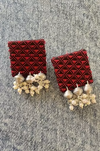 Maroon col handloom fabric jewelery