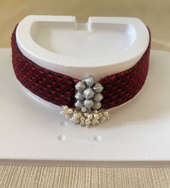 Maroon col handloom fabric jewelery 3