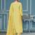 Light yellow roman cotton silk sequence dress material with dupatta