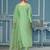 Light green roman cotton silk sequins dress material with dupatta
