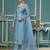 Sky blue roman cotton silk sequins dress material with dupatta