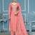 Peach roman cotton silk embroidery dress material with dupatta