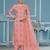 Peach roman cotton silk embroidery dress material with dupatta