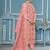 Peach roman cotton silk embroidery dress material with dupatta