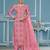 Pink roman cotton silk embroidery dress material with dupatta