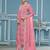 Pink roman cotton silk embroidery dress material with dupatta
