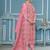 Pink roman cotton silk embroidery dress material with dupatta