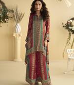 crepe co-ord set with hand mirror work multicolor indian ethnic outfit for all sizes