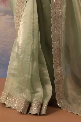  Soft Jimmychoo silk blend with Beautiful sequins embroidery Saree With Blouse Set