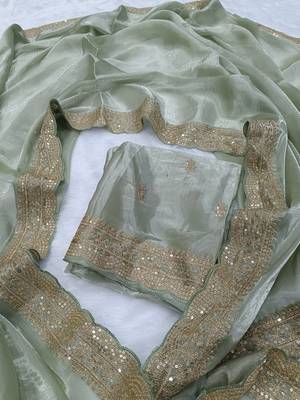  Soft Jimmychoo silk blend with Beautiful sequins embroidery Saree With Blouse Set 4