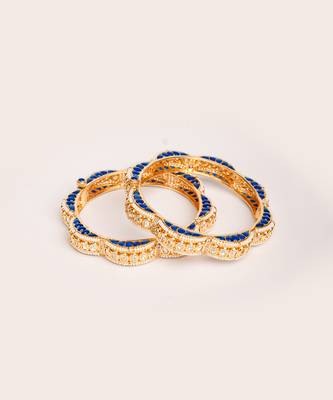 Gold plated blue stone kundan bangles 2