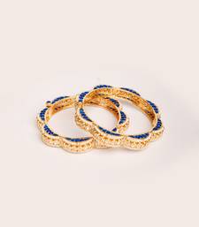 Gold plated blue stone kundan bangles