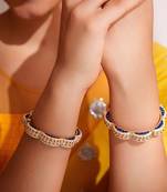 Gold plated blue stone kundan bangles