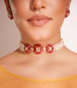 Gold plated red stone kundan choker necklace set