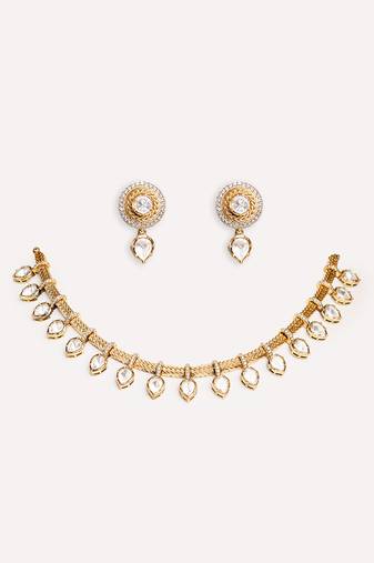 Gold plated kundan necklace set