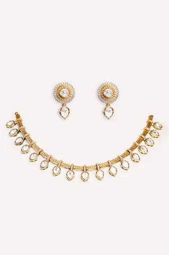 Gold plated kundan necklace set