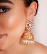 Gold plated kundan jhumkas