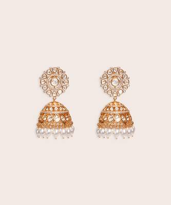 Gold plated kundan jhumkas 2
