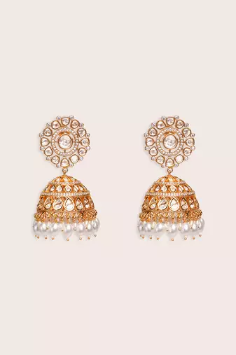 Gold plated kundan jhumkas