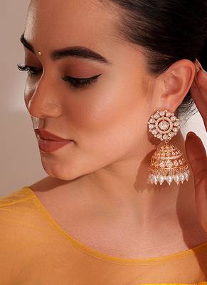 Gold plated kundan jhumkas 3