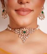 Gold plated kundan choker necklace set