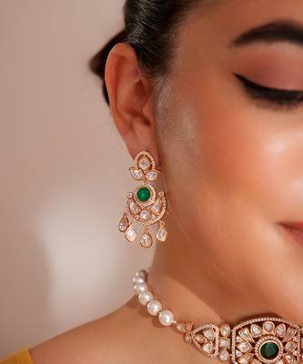 Gold plated kundan choker necklace set 4