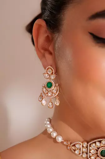 Gold plated kundan choker necklace set