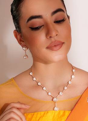 Gold plated kundan necklace set 1