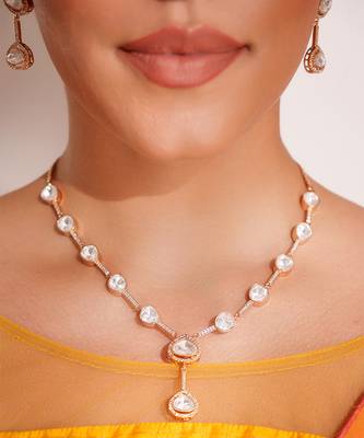 Gold plated kundan necklace set 2