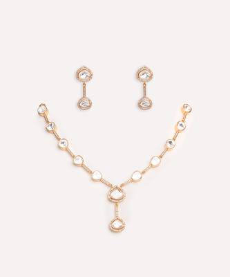 Gold plated kundan necklace set 4