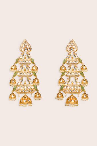 Gold plated kundan dangler earrings