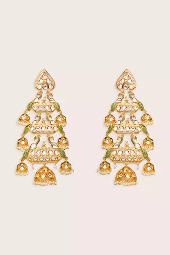 Gold plated kundan dangler earrings